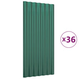 VidaXL Dakpanelen 36 st 80x36 cm gepoedercoat staal groen