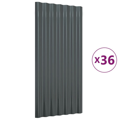 VidaXL Dakpanelen 36 st 80x36 cm gepoedercoat staal antracietkleurig