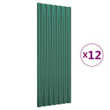 VidaXL Dakpanelen 12 st 100x36 cm gepoedercoat staal groen