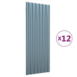 VidaXL Dakpanelen 12 st 100x36 cm gepoedercoat staal grijs