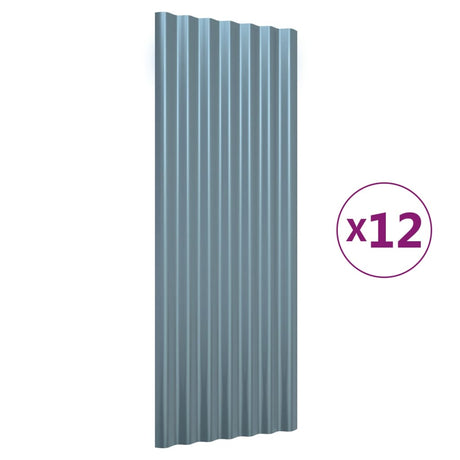 Vidaxl dakpanelen 12 st 100x36 cm gegalvaniseerd staal grijs