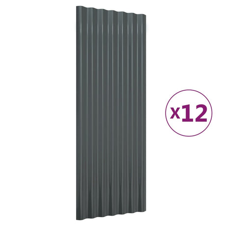 VidaXL Dakpanelen 12 st 100x36 cm gepoedercoat staal antracietkleurig