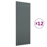 Vidaxl dakpanelen 12 st 100x36 cm gegalvaniseerd staal antracietkleurig