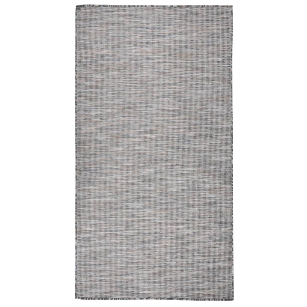 VidaXL Buitenkleed platgeweven 80x150 cm bruin en blauw