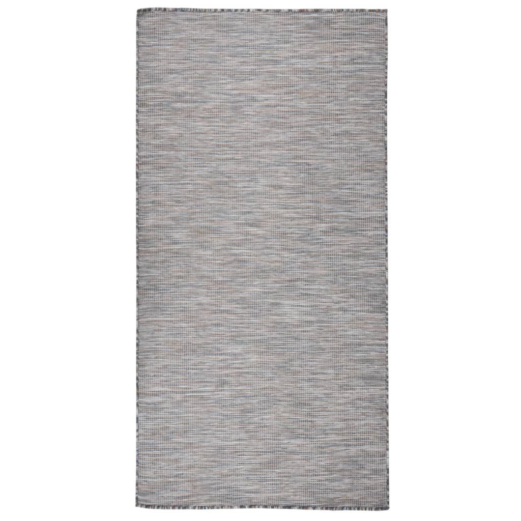 VidaXL Buitenkleed platgeweven 100x200 cm bruin en blauw