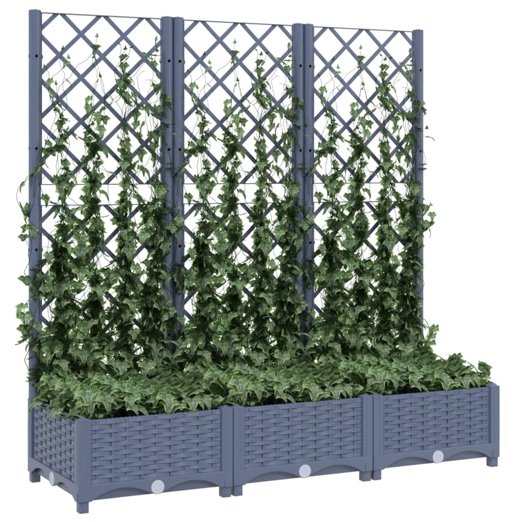 Vidaxl plantenbak met latwerk 120x40x121,5 cm polypropeen donkergrijs