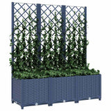 Vidaxl plantenbak met latwerk 120x40x136 cm polypropeen blauwgrijs