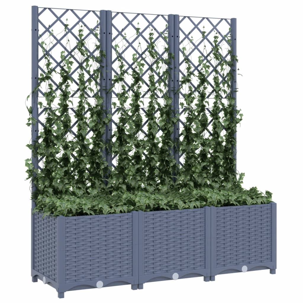 Vidaxl plantenbak met latwerk 120x40x136 cm polypropeen donkergrijs