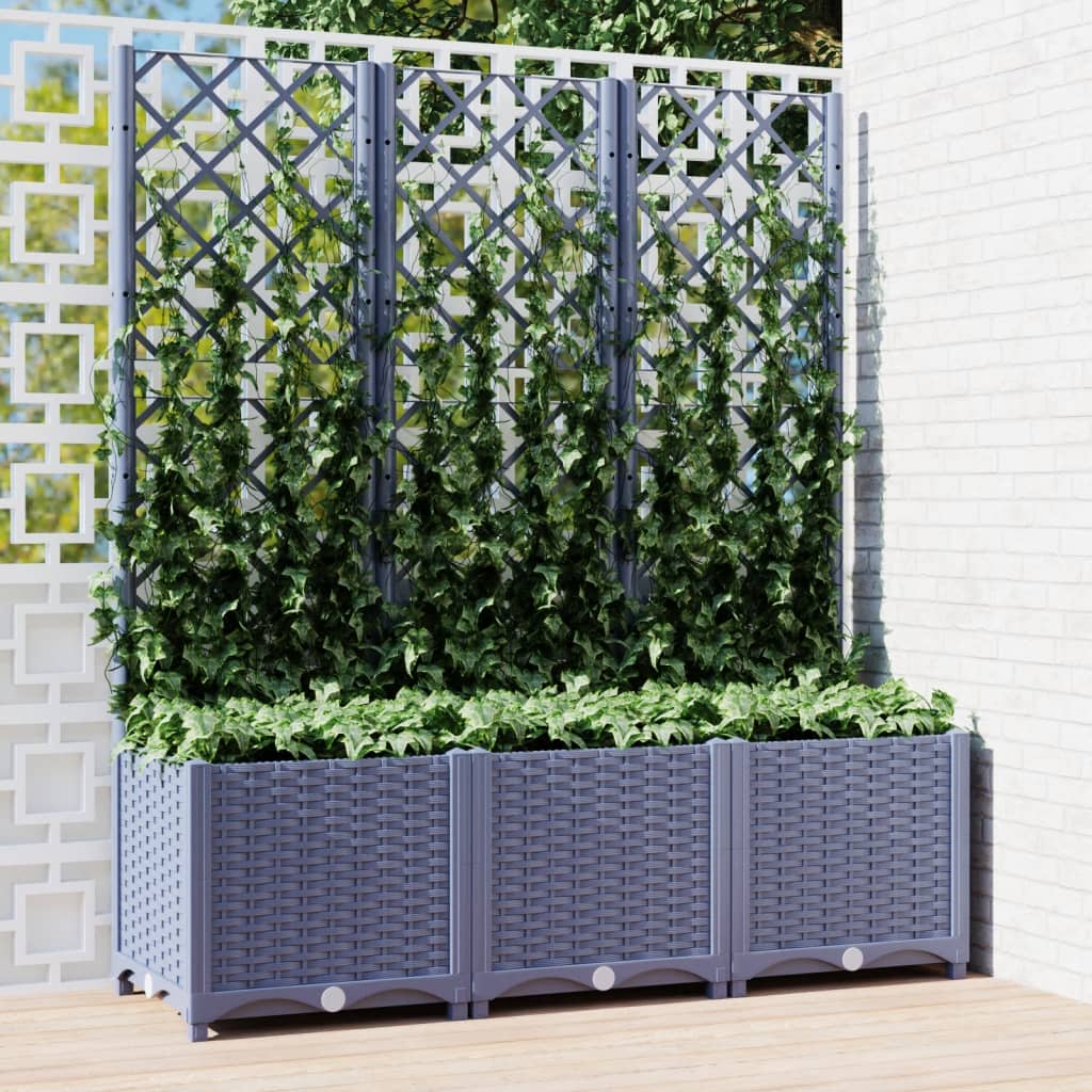 Vidaxl plantenbak met latwerk 120x40x136 cm polypropeen donkergrijs