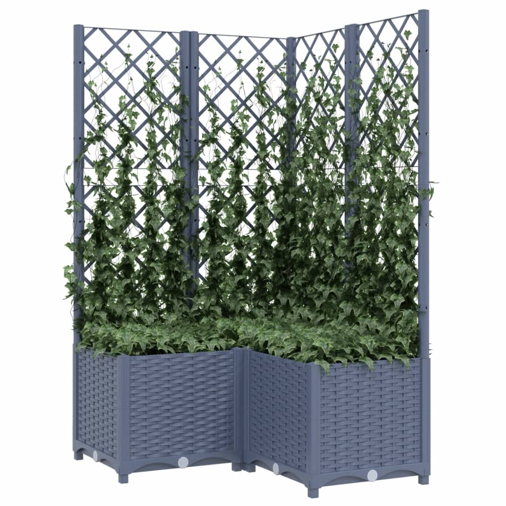 Vidaxl plantenbak met latwerk 80x80x136 cm polypropeen donkergrijs