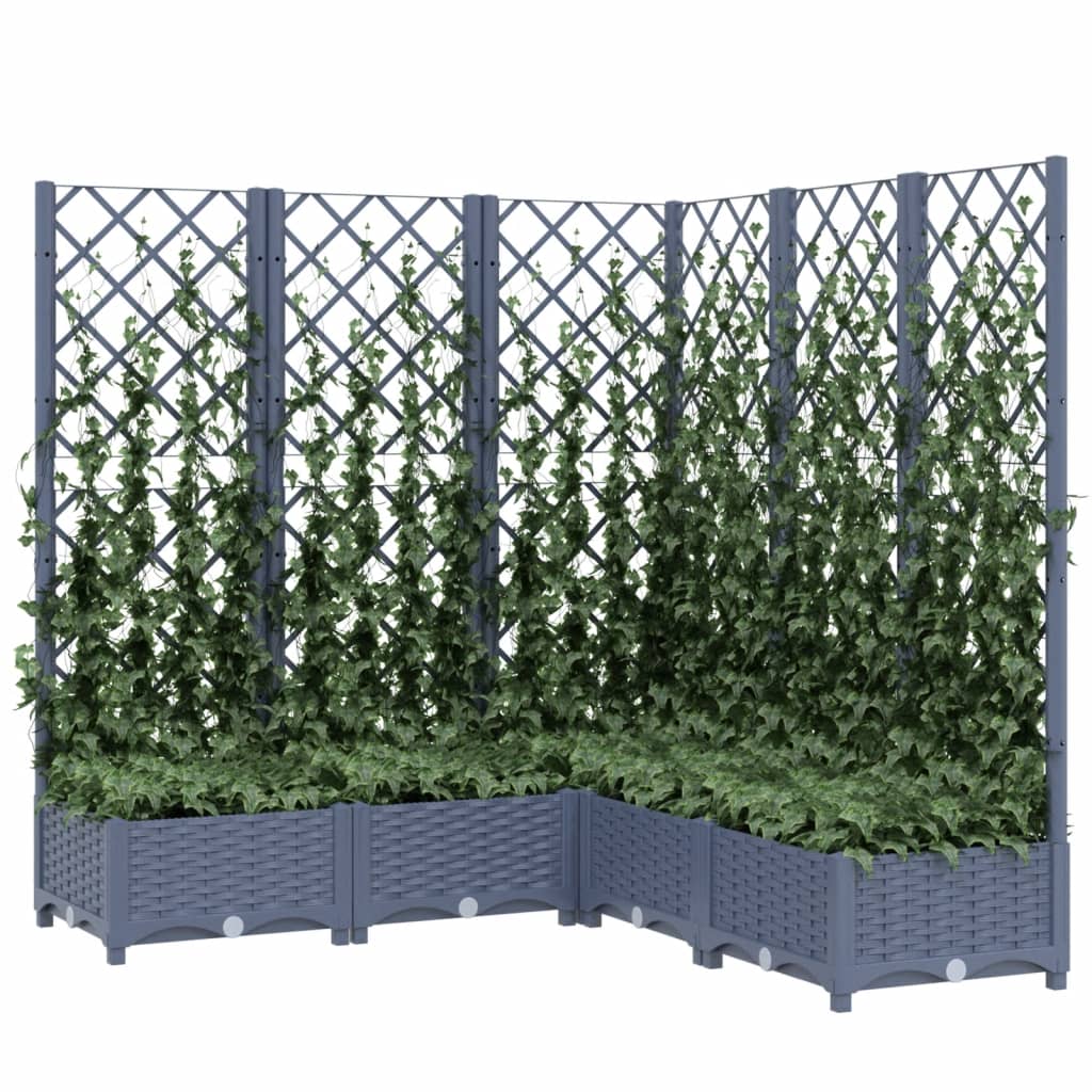 Vidaxl plantenbak met latwerk 120x120x121,5 cm polypropeen donkergrijs