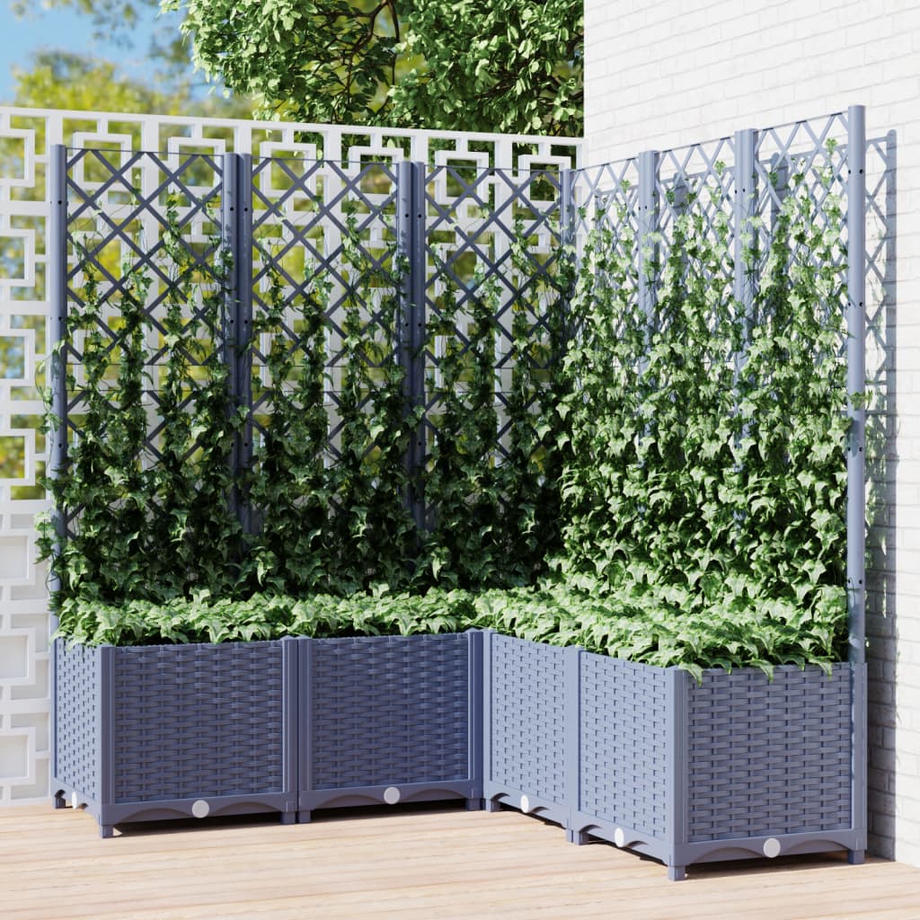 Vidaxl plantenbak met latwerk 120x120x136 cm polypropeen donkergrijs