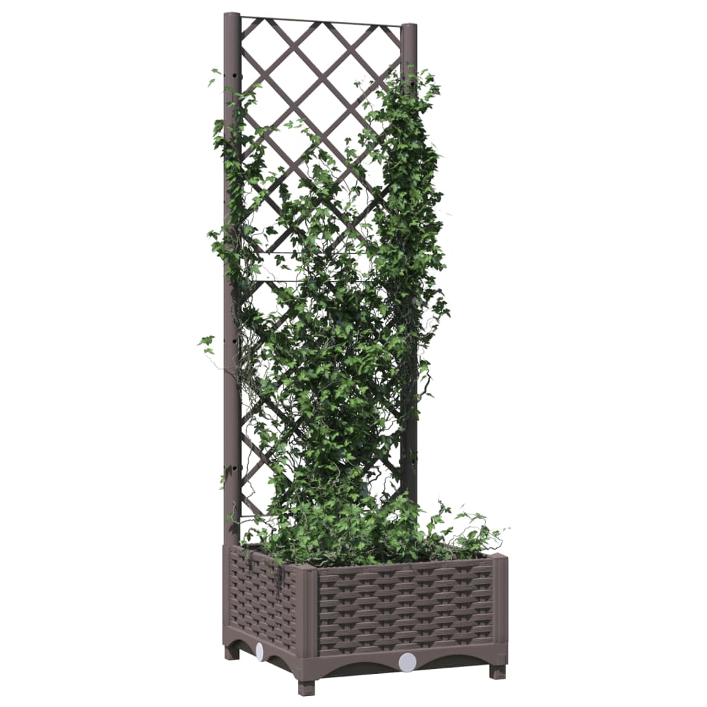 Vidaxl plantenbak met latwerk 40x40x121,5 cm polypropeen bruin