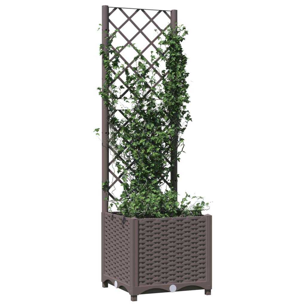 Vidaxl plantenbak met latwerk 40x40x136 cm polypropeen bruin