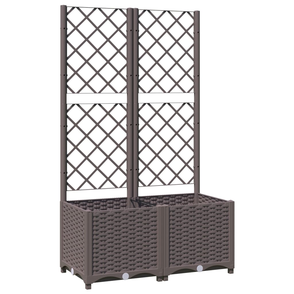 Vidaxl plantenbak met latwerk 80x40x136 cm polypropeen bruin