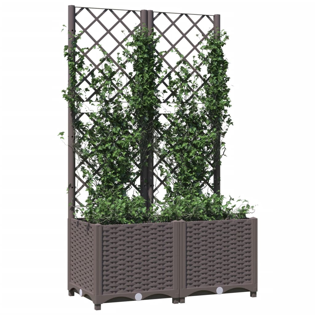 Vidaxl plantenbak met latwerk 80x40x136 cm polypropeen bruin