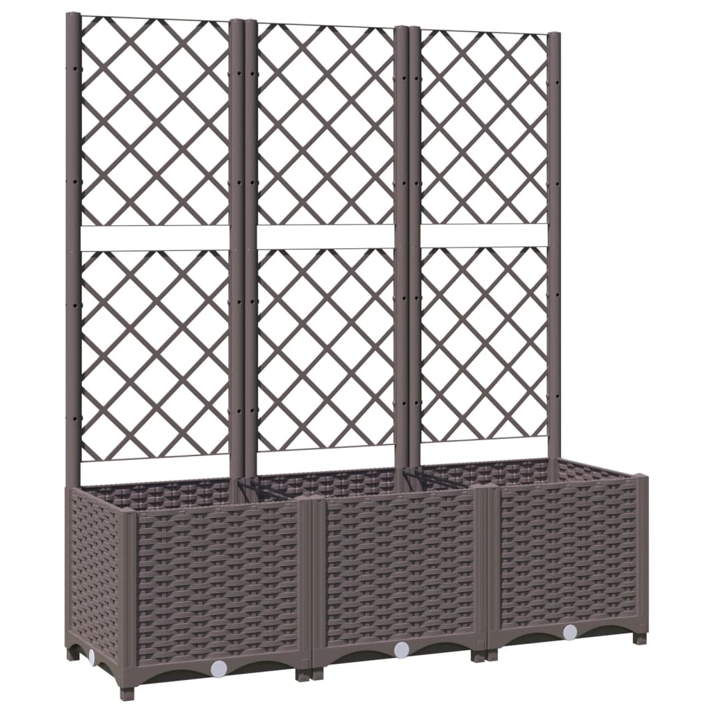 Vidaxl plantenbak met latwerk 120x40x136 cm polypropeen bruin