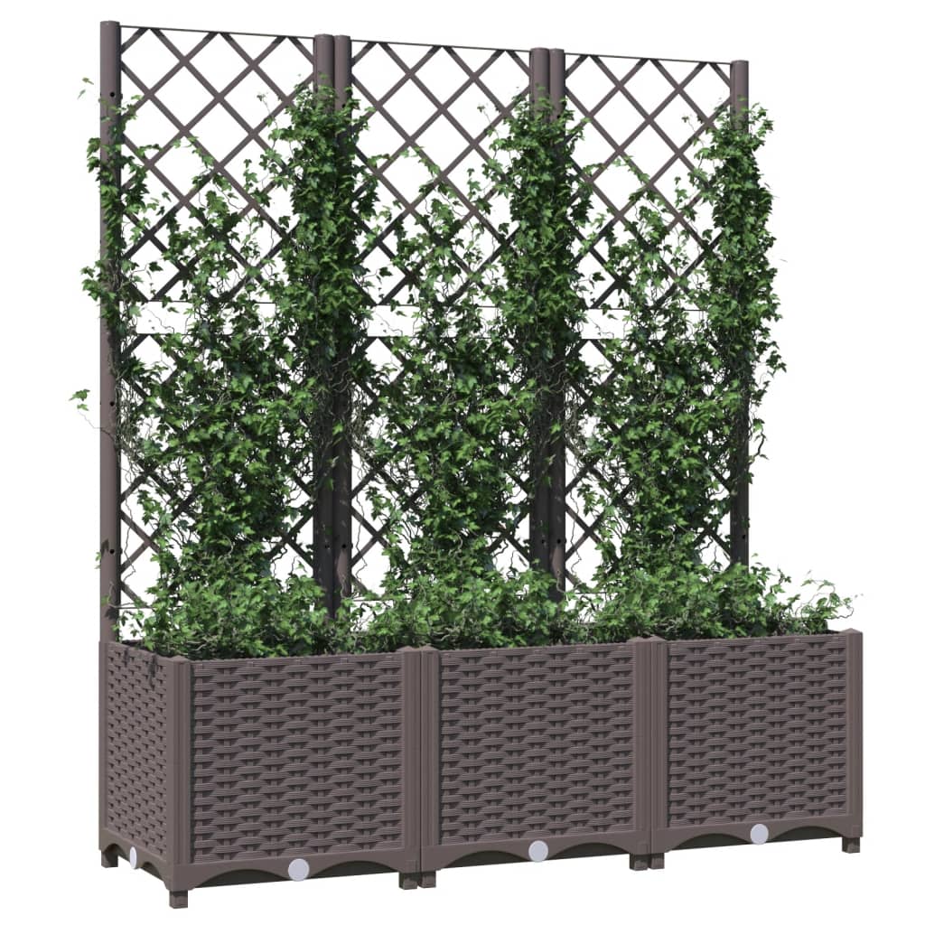 Vidaxl plantenbak met latwerk 120x40x136 cm polypropeen bruin