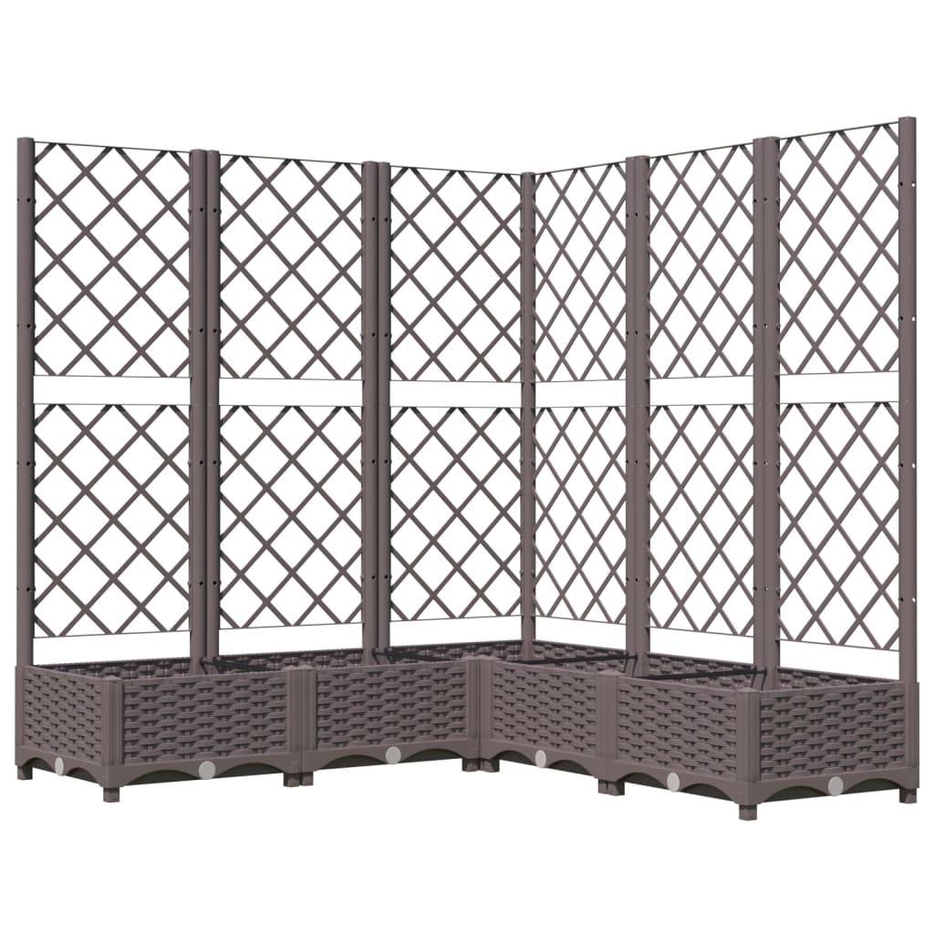 Vidaxl plantenbak met latwerk 120x120x121,5 cm polypropeen bruin