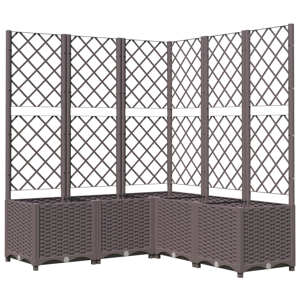 Vidaxl plantenbak met latwerk 120x120x136 cm polypropeen bruin