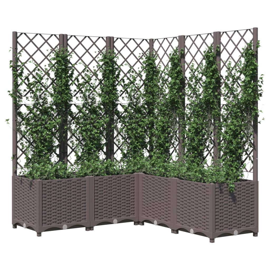 Vidaxl plantenbak met latwerk 120x120x136 cm polypropeen bruin