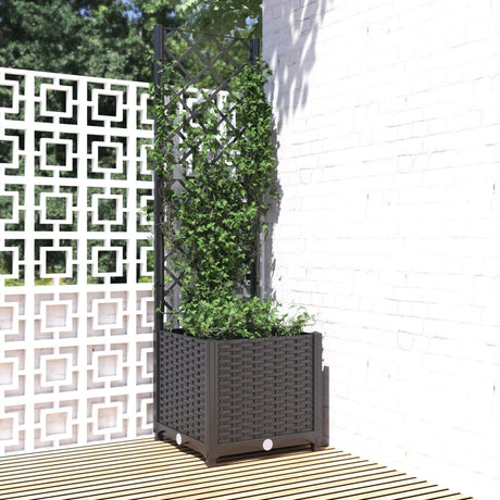 Vidaxl plantenbak met trellis zwart 40x40x136 cm pp