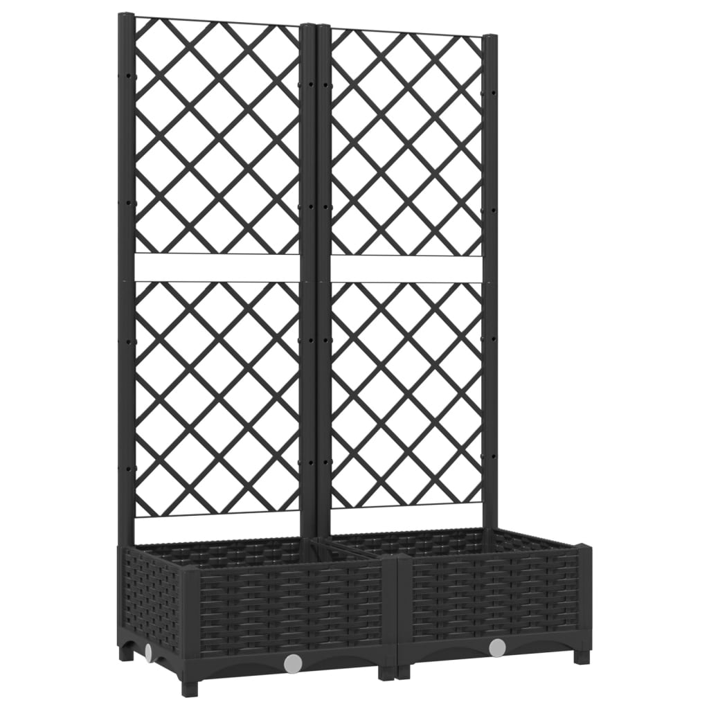 Vidaxl plantenbak met latwerk 80x40x121,5 cm polypropeen zwart