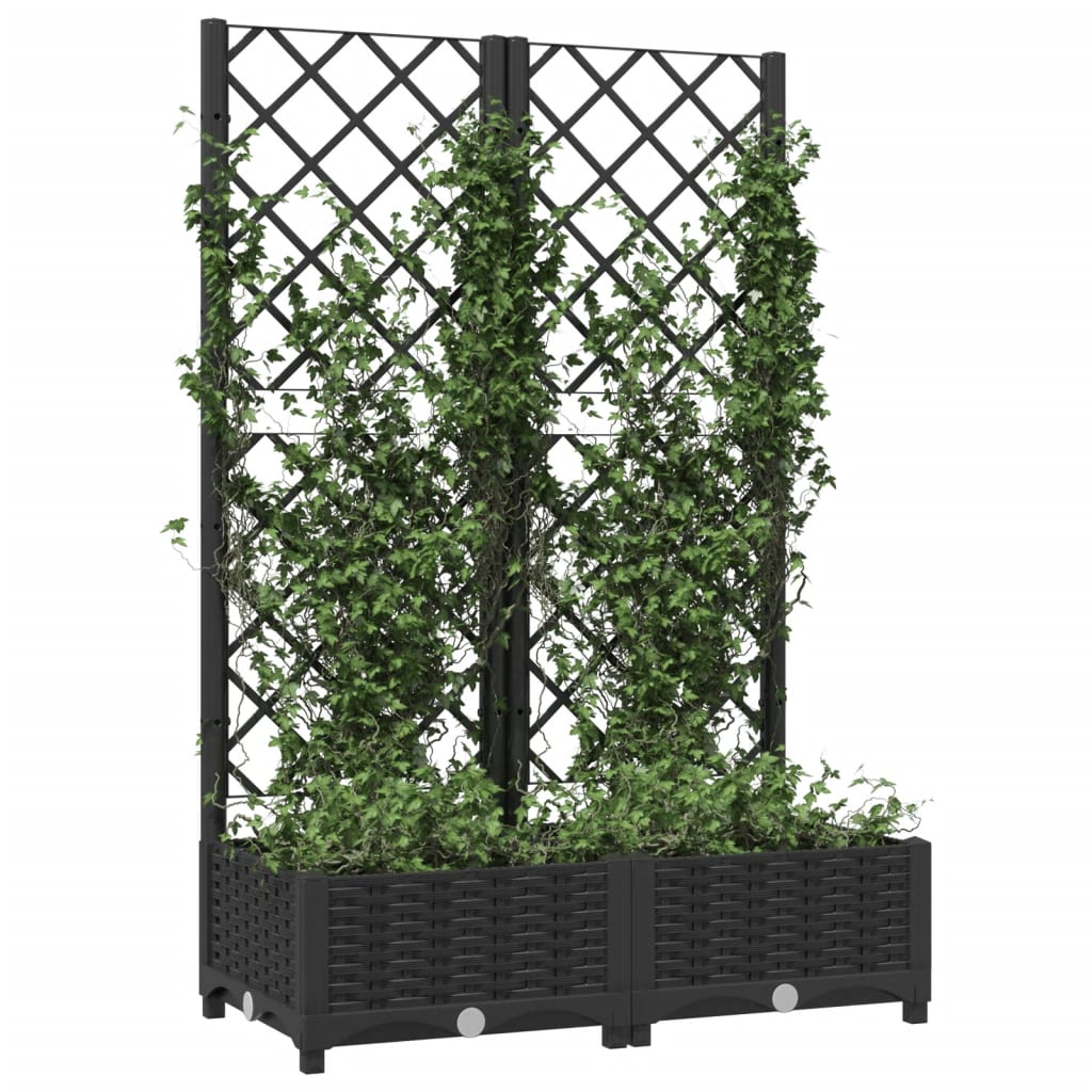 Vidaxl plantenbak met latwerk 80x40x121,5 cm polypropeen zwart