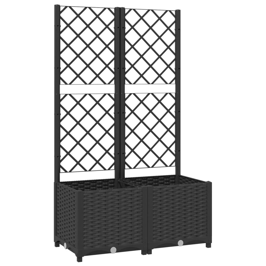 Vidaxl plantenbak met latwerk 80x40x136 cm polypropeen zwart