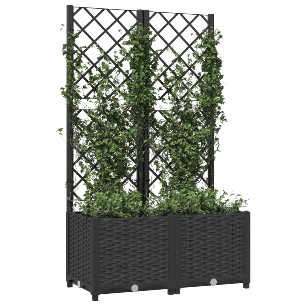 Vidaxl plantenbak met latwerk 80x40x136 cm polypropeen zwart