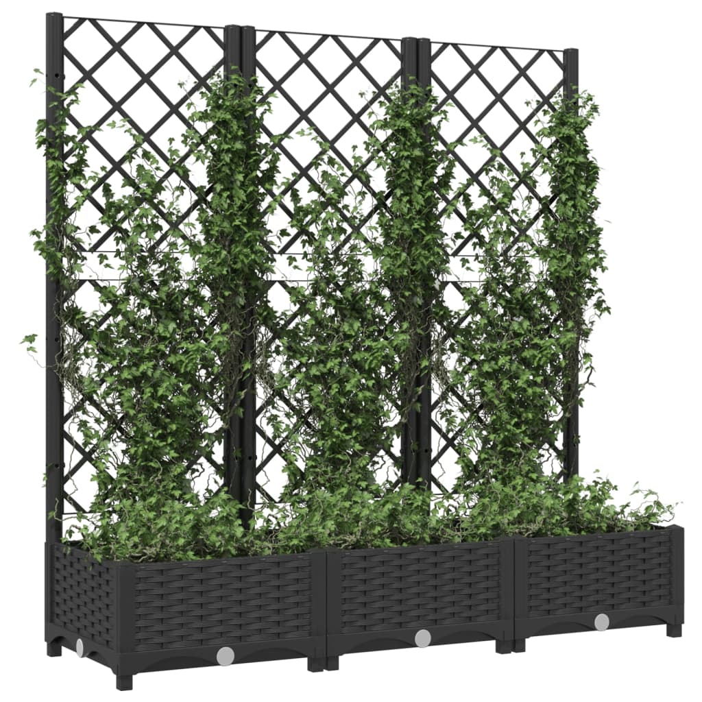 Vidaxl plantenbak met latwerk 120x40x121,5 cm polypropeen zwart