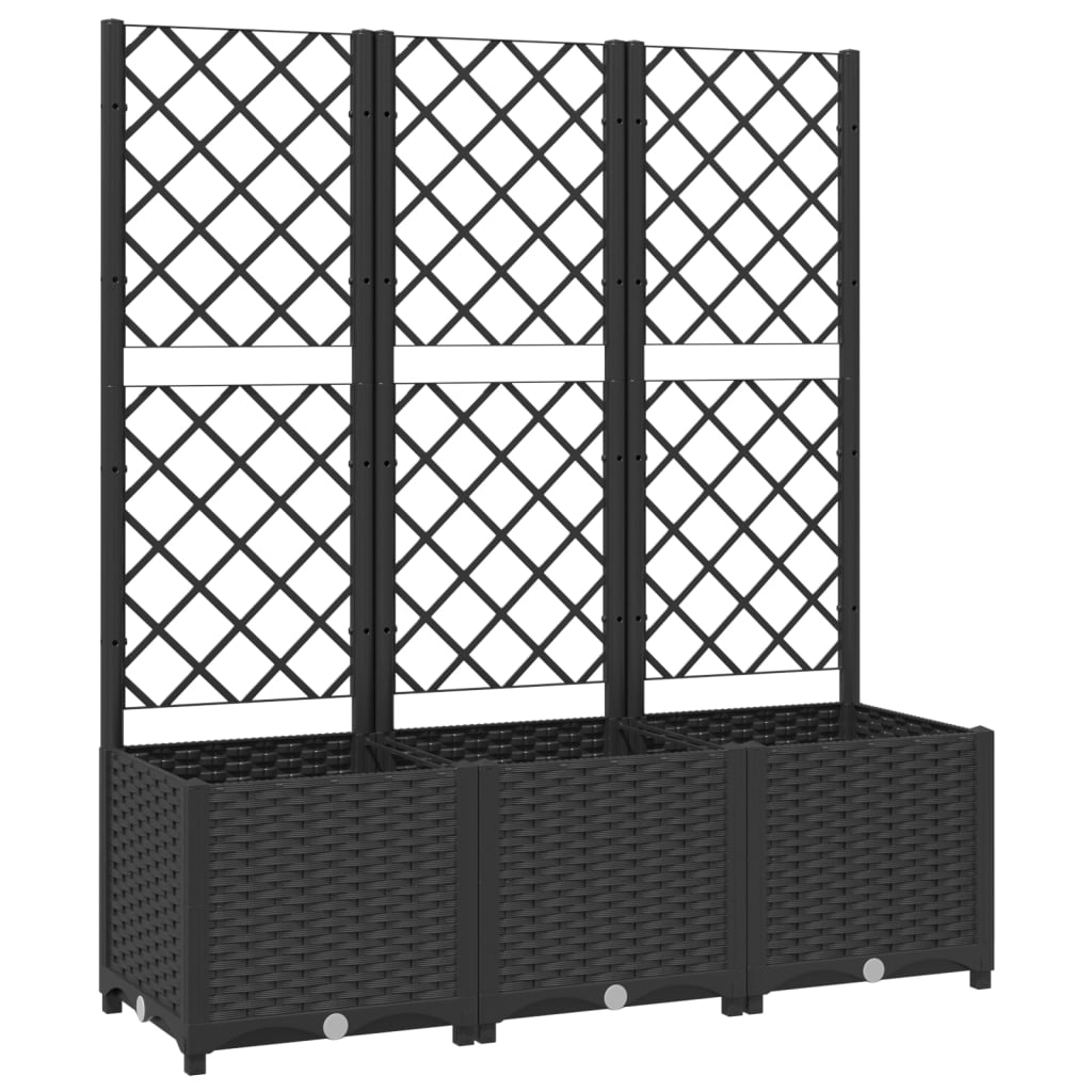 Vidaxl plantenbak met latwerk 120x40x136 cm polypropeen zwart