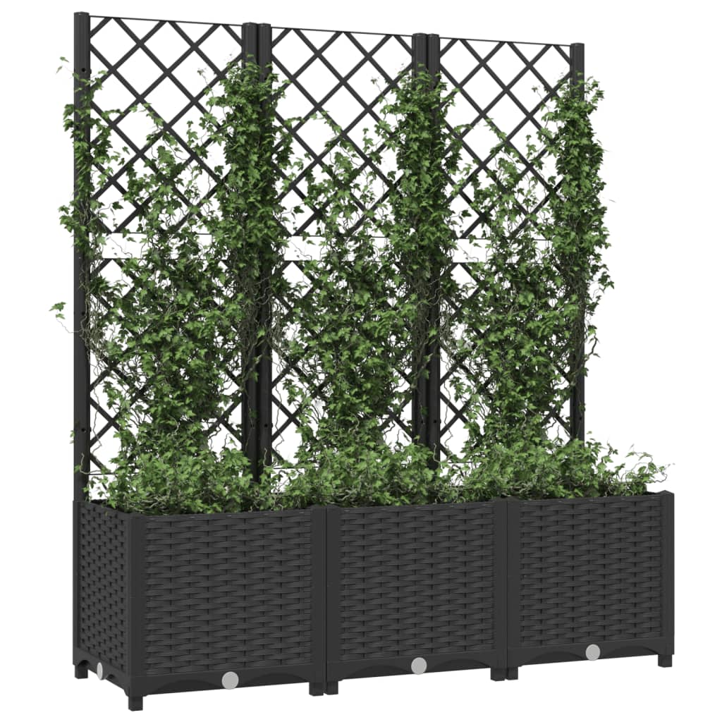 Vidaxl plantenbak met latwerk 120x40x136 cm polypropeen zwart