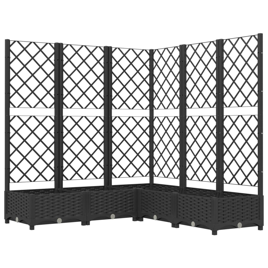 Vidaxl plantenbak met latwerk 120x120x121,5 cm polypropeen zwart