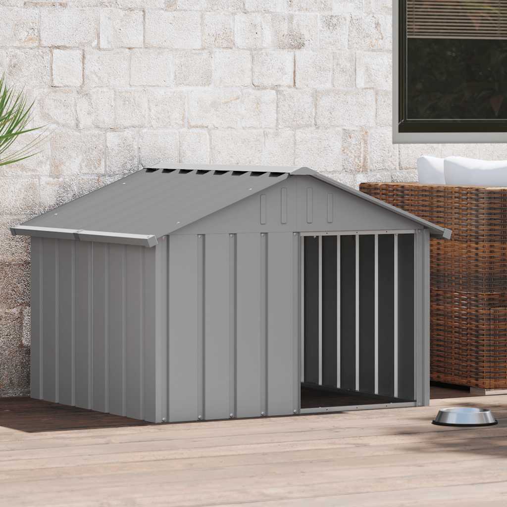 Vidaxl hondenhok 116,5x103x81,5 cm gegalvaniseerd staal grijs