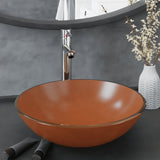 Vidaxl wastafel met kraan en pop-up afvoer gehard glas bruin