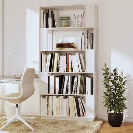 Vidaxl boekenkast kamerscherm 80x25x163,5 cm massief grenenhout wit