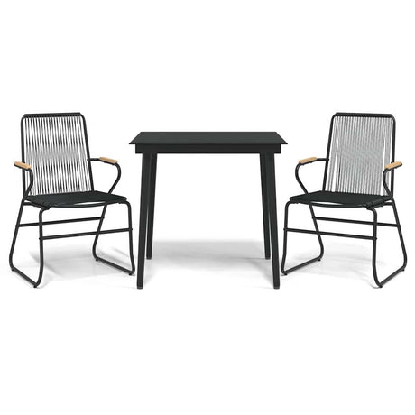 Vidaxl 3-delige tuinset pvc-rattan zwart