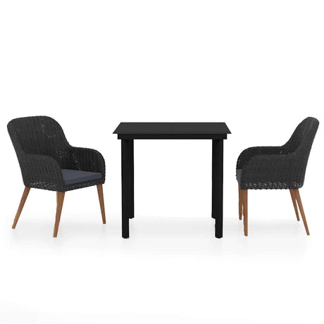 Vidaxl 3-delige tuinset met kussens zwart