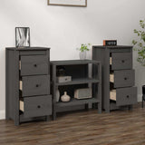 Vidaxl dressoirs 2 st 40x35x80 cm massief grenenhout grijs
