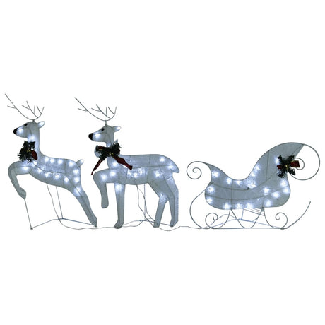 VidaXL Kerstdecoratie rendieren en slee 60 LED's wit