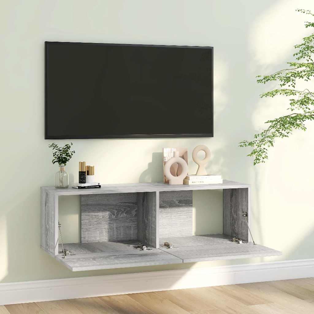 Vidaxl tv-wandmeubel 100x30x30 cm bewerkt hout grijs sonoma eikenkleur