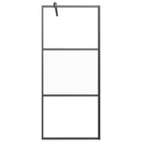 VidaXL Inloopdouchewand 80x195 cm halfmat ESG-glas zwart