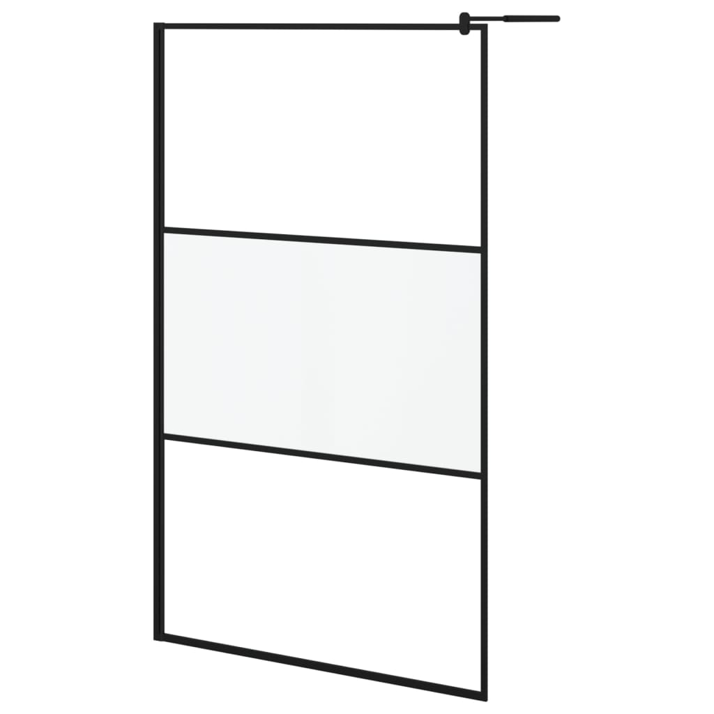 VidaXL Inloopdouchewand 115x195 cm halfmat ESG-glas zwart