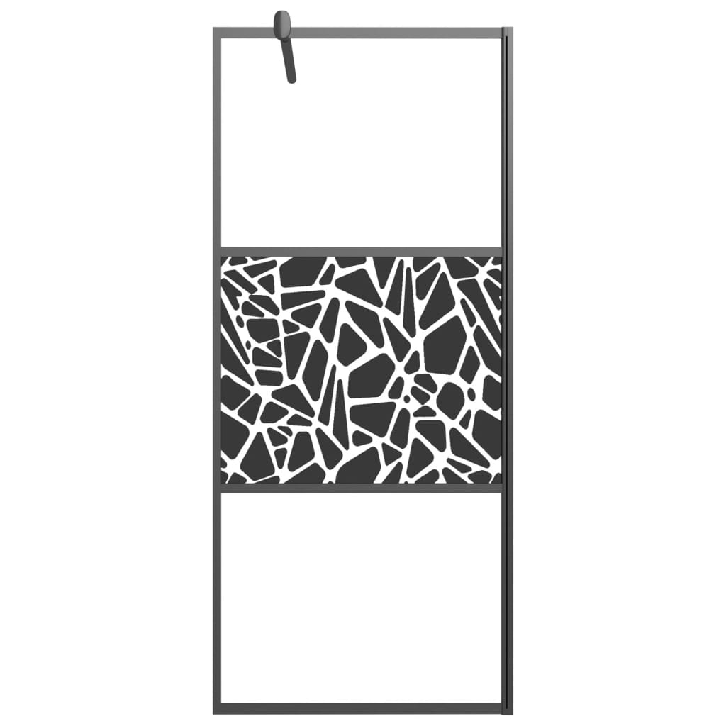 Vidaxl inloopdouchewand met stenenmotief 80x195 cm esg-glas zwart