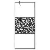 Vidaxl inloopdouchewand met stenenmotief 90x195 cm esg-glas zwart
