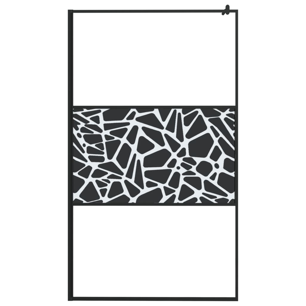 VidaXL Inloopdouchewand met stenenmotief 115x195 cm ESG-glas zwart