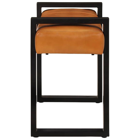 Vidaxl bankje 110 cm echt geitenleer zwart en bruin