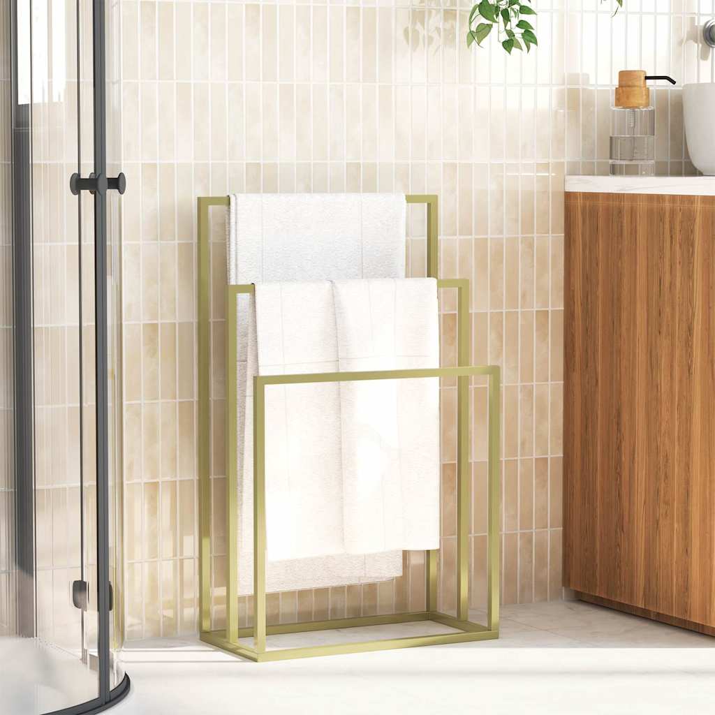 Vidaxl handdoekenrek vrijstaand 48x24x79 cm ijzer goudkleurig