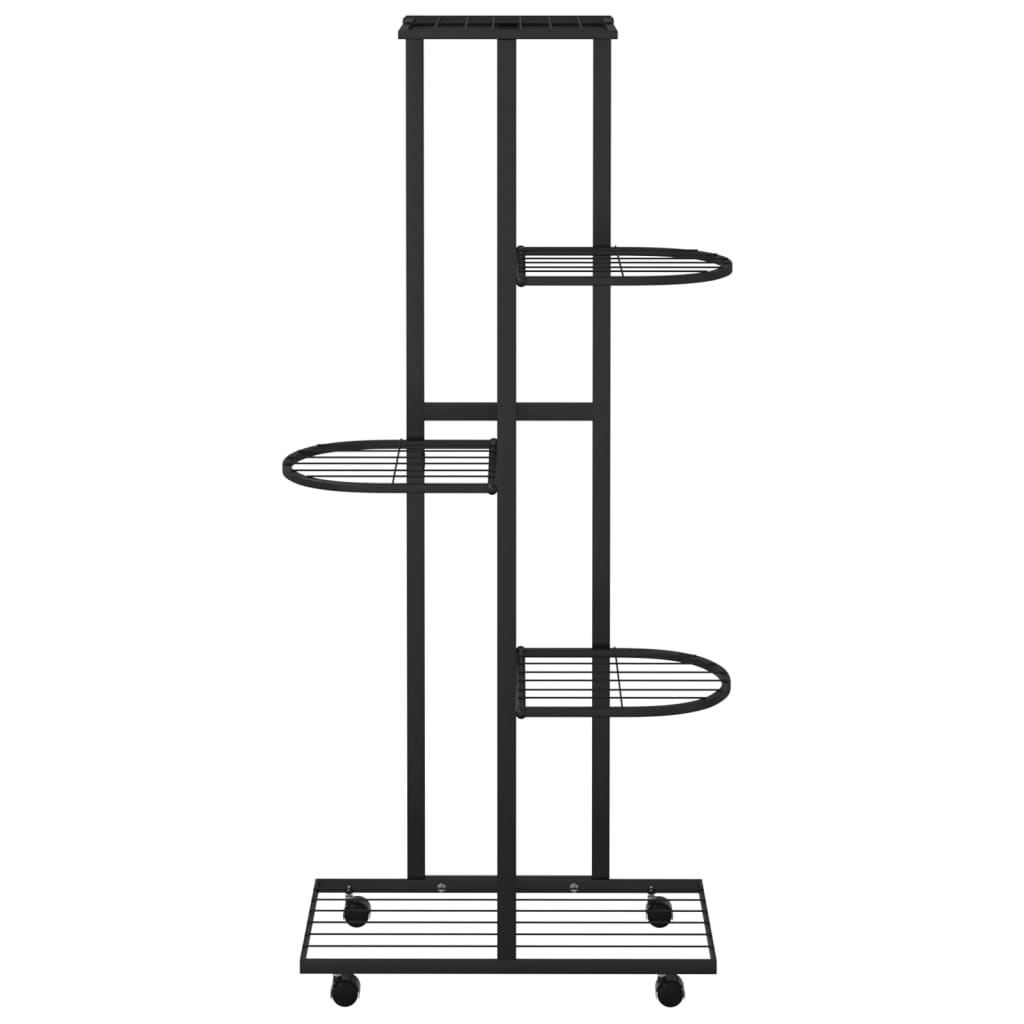 VidaXL Bloemenstandaard met wielen 5-laags 44x23x100 cm ijzer zwart